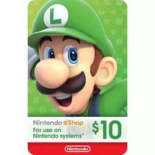 Tarjeta De Regalo Gift Card Nintendo Eshop Usa - 10 Dolares