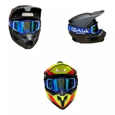 Kit Capacete Leve Mais Óculos Motocross Velocross Trilha 