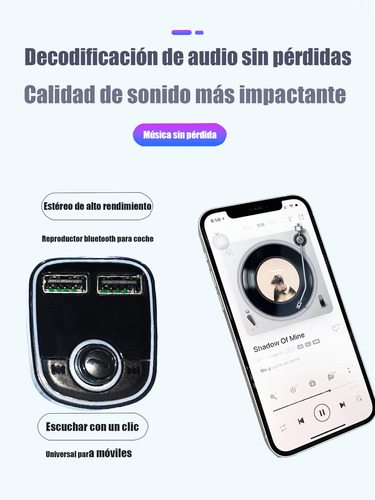 Transmisor M30 Bluetooth Fm De Auto Manos Libres 2 Usb Negro Foto 3