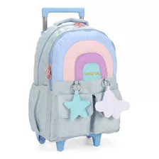 Mochila Carrinho Juvenil Arco-íris Azul Petit Up4you Luxcel