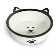 Comedouro Porcelana Carinha Gato Preto A030b