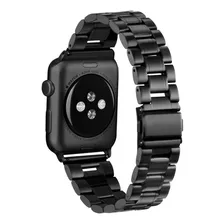 Correa Acero Platinum Compatible Con Apple Watch 41mm Negro