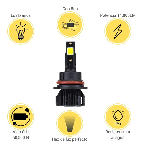 Focos Led 9007 Vw Jetta A4 00-07 11000 Lumenes Alta Y Baja Foto 2