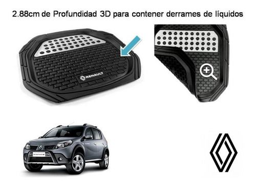 Tapetes 4 Piezas Charola 3d Logo Renault Stepway 2008 A 2014 Foto 4