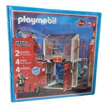 Rompecabezas Puzzle Playmobil Cuartel De Bomberos 2x 25 Pzs