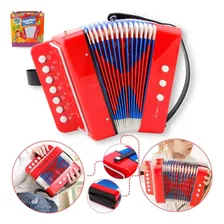 Sanfona Mini Acordeon Infantil Brinquedo 3 Baixos 7 Teclas