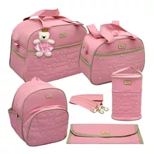 Kit De Bolsa/gestante Bebê Maternidade Menina 5 Peças Luxo