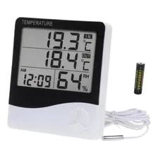 Termo Higrômetro Digital Com Sensor Externo E Relógio Htc-2
