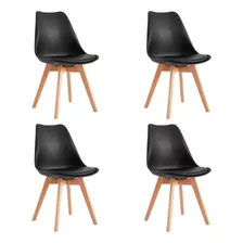 Pack 4 Sillas Eames Tulip Empoli Asiento Acolchonado Negra