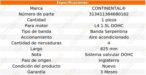 Banda 825 Mm Acc Accent L4 1.5l 96/97 Continental A/a Foto 5