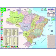 Mapa Brasil Politico Rodoviário 120 X 90 Cm - Atualizado