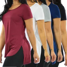 Kit 5 Blusas Mullet Feminina Camisetas Longas Longline
