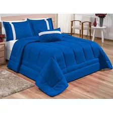 Edredom Oliveira Queen Casa Laura Enxovais Azul Conjunto Roupa De Cama Box 4 Peças Premium Elegante