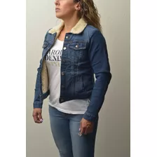 Carola Denim Jacket Invierno Chamarra Borrega Color Obscuro