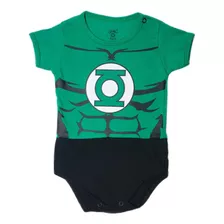 Body De Bebê Temático Mesversario Fantasia Lanterna Verde