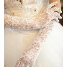 Guante Guantes Novia Blanco Encaje Elasticado