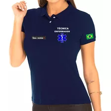 Camisa Polo Feminina Técnica Em Enfermagem Bordado