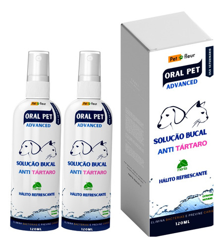  Kit 2 Sprays Mau Hálito Anti Tártaro Caes E Gatos Oral Pet