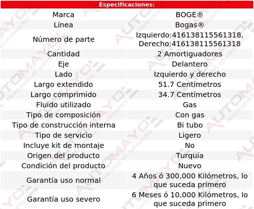 2-amortiguadores Gas Delanteros Bogas Peugeot 407 2006-2009 Foto 2