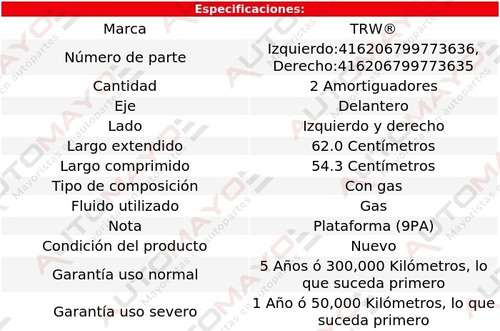 2-amortiguadores Gas Delanteros Trw Porsche Cayenne 08-10 Foto 2