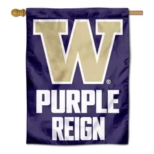 Banderín De Casa De Washington Uw Huskies Purple Reig...