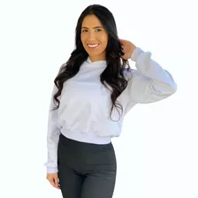 Casaco Blusa Canguru Inverno De Frio Feminina Moletom Branco