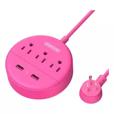 Enchufe Inteligente Marca Ntonpower /3 Tomas/2 Usb/rosa/5 Ft