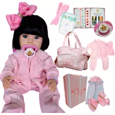 Boneca Tipo Reborn Bebê Realista Acessórios Completa 22 Item