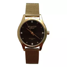 Relógio Atlantis Original Feminino Dourado Resistente À Água