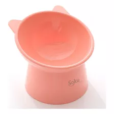 Soku Tazon Plato Para Gatos Perros Mascotas Kawaii Elevado Color Gato Rosa