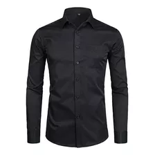 Camisa Unicolor Lisa Formal Manga Larga Hombre Talla Grande