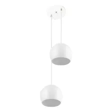 Lustre Pendente Aluminio Bola Duplo 15cm Varias Cores Cor Branco/branco