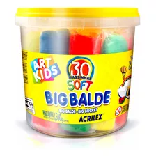 Big Balde Massinha Acrilex C/ 30 Massas Soft Sortidas 1,5kg