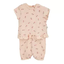 Romper Infantil Meninas Hering Kids Rosa Com Babados