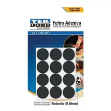 Fieltros Adhesivos Redondo 20mm Negro 24un. Tekbond