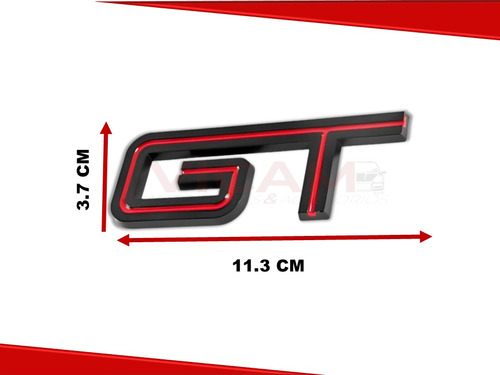 Emblema Lateral Mustang Gt Rojo Con Negro Izquierdo Foto 3