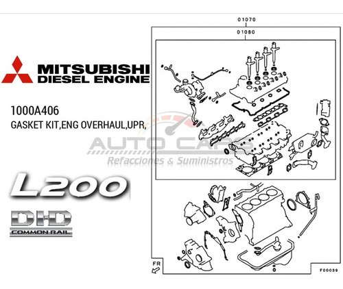 Juego Junta Empaques Mitsubishi L200 2.5 Diesel 2008 - 2018 Foto 5