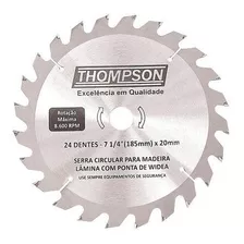 Disco Videa Serra Circular 185mm 7 1/4 24d Madeira Thompson Cor Metal