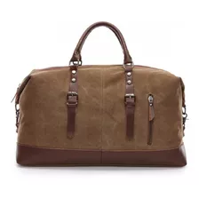 Bolsa Viagem Masculina De Lona E Couro Executiva De Mão E Ombro Com Alça Removível Tamanho De Bordo 3 Cores 