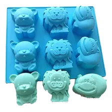 Molde De Silicone 6 Cavidades De Urso De Leão De Hipopótamo 