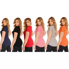 Kit 6 Camiseta Feminina Blusas Veste Legging Longa Tapa Bum 