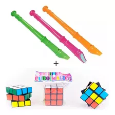 Kit 72 Brinquedos 36 Cubo Mágico + 36 Flauta Doce