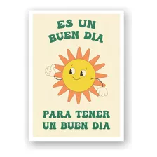 Poster Imprimible Hoy Es Un Buen Dia Retro Frase Groovy Deco