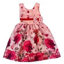 Vestido Infantil Florido Floral Vermelho Promoção Novo