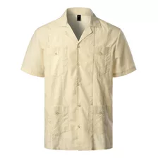 Camisa Masculina De Manga Curta Guayabera Cubana