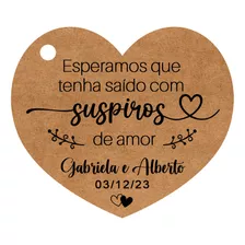 100 Tags Kraft 5cm + Sisal - Suspiros De Amor P/ Casamento 