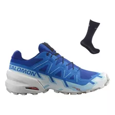 Kit Tênis Salomon Masculino Speedcross Azul 6 + Meia