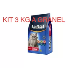 Kit 3 Kg Ração A Granel Unicat Atum Para Gatos Adultos