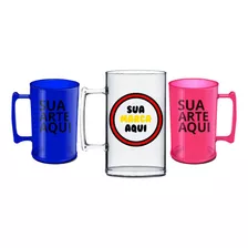 20 Canecas De Chopp Acrílico Personalizada Com Tema 500ml