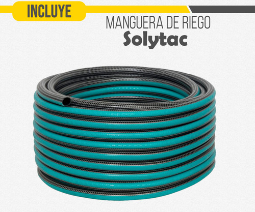 Manguera Riego 3/4 X 50 Mts Anticolapsable Solytac Reforzada Color Verde/negro